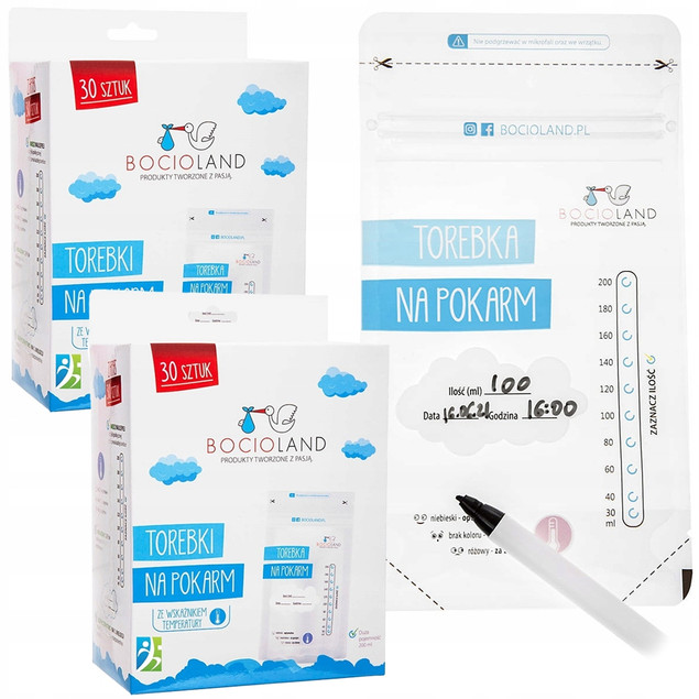 Woreczki do przechowywania mleka Bocioland 30 sztuk 200 ml