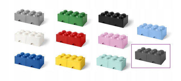 LEGO Pojemnik Klocek 8 z 2 Szufladami Szary Organizer