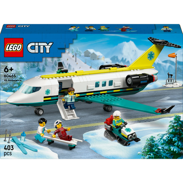 LEGO City 60465 Samolot Pogotowia Ratunkowego z Mobilnym Laboratorium i Skuterem Śnieżnym