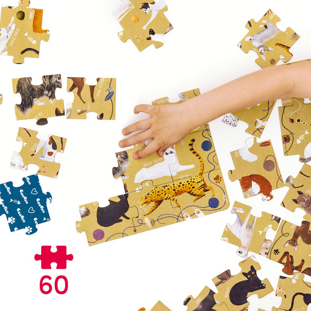 Puzzle 60 Układanka PuzzLove Zwierzaki KOTY Kotki Rasy Obraz 4+ CzuCzu