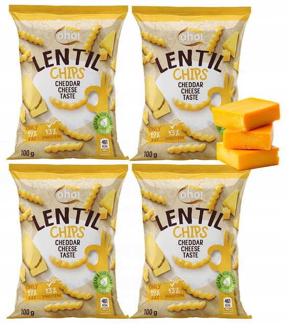Chipsy soczewicowe Oho! smak cheddar 4x100g
