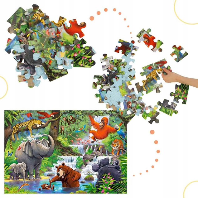 Puzzle 40 Maxi Układanka Dżungla ZWIERZĘTA Małpa Słoń Tygrys 4+ Castorland