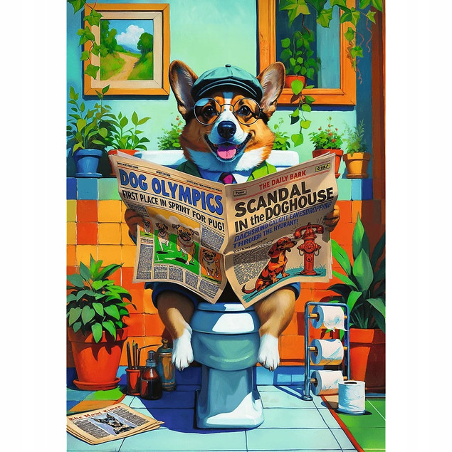 Trefl Puzzle Premium Plus Quality 1000 el. Corgi w Toalecie