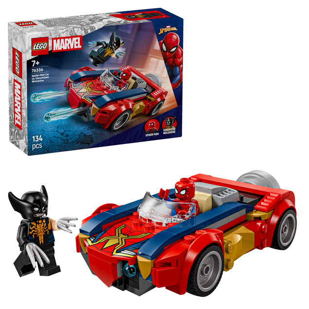LEGO Marvel Super Heroes - Spider-Man w samochodzie kontra zvenomowany Wolverine 76336