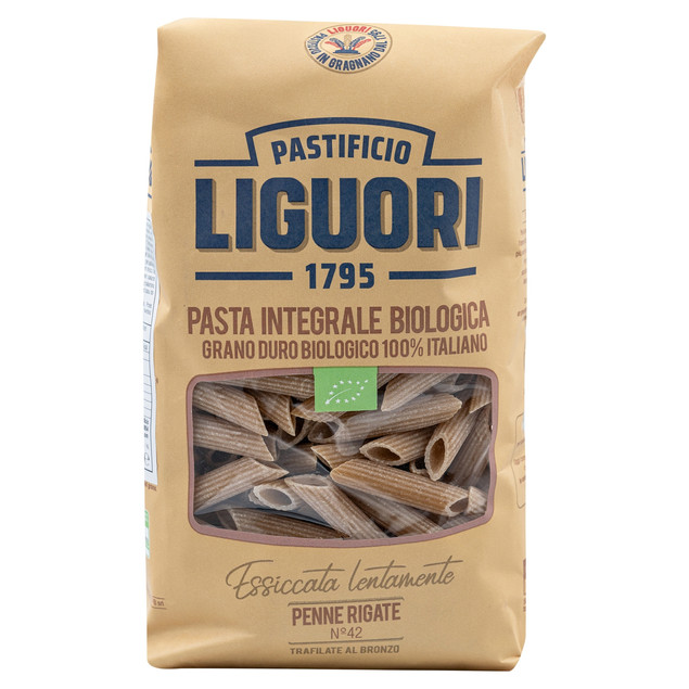 Makaron rurki Penne Rigate Liguori 500 g Pełnoziarnisty BIO