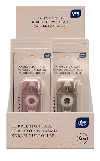 Korektor w taśmie myszka szkolny biurowy mini 6m Satin Gold Interdruk_6