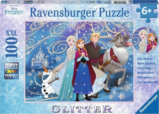 Puzzle 100 Kraina Lodu Błyszczący śnieg XXL brokat