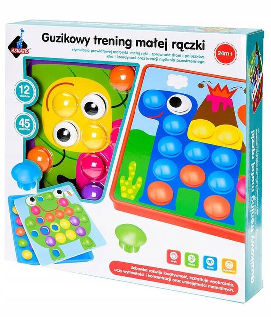 Układanka Guzikowa Trening Rączki Mozaika Manualna Montessori Edu 2+ Askato