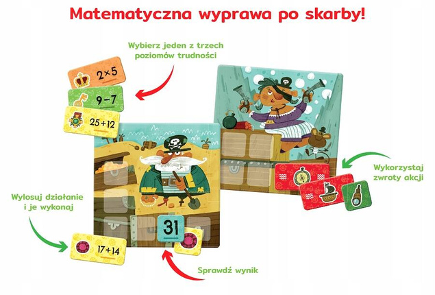 Kumaci Piraci Gra Matematyczna Dodawanie i Odejmowanie 6+ Kapitan Nauka