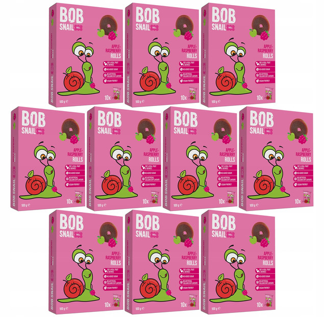 10x Przekąska Owocowa Jabłko Malina Bez Cukrów 100g BOB SNAIL
