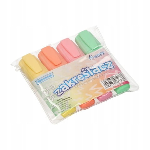Zakreślacze Podkreślacze Pastelowe Schemat Komplet 4 szt.