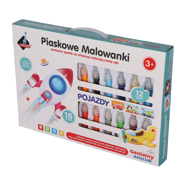 Malowanka Piaskowa Askato Pojazdy 16 Obrazków Zestaw