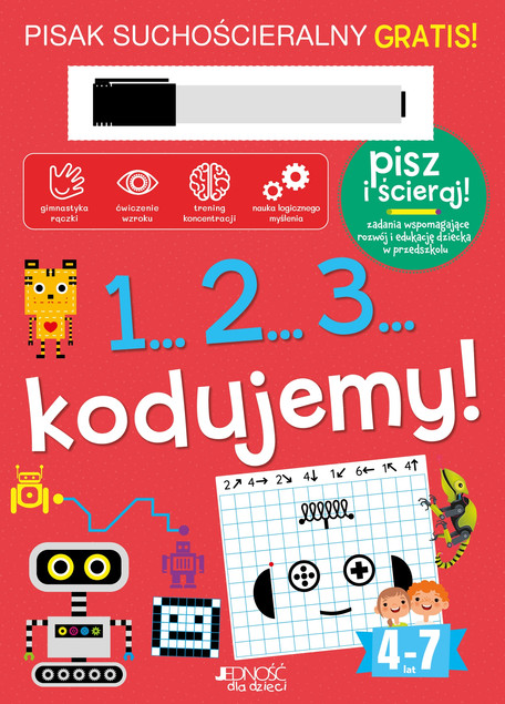 1...2...3... kodujemy! Książka z pisakiem suchościeralnym Milena Machocka – Kodowanie dla Dzieci