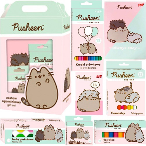 ZESTAW UPOMINKOWY PLASTYCZNY WYPRAWKA KOT PUSHEEN MIĘTOWY