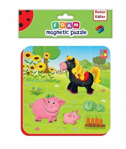 Magnetyczne Puzzle ROTER KAFER Koń i Świnki Edukacyjne Dla Dzieci