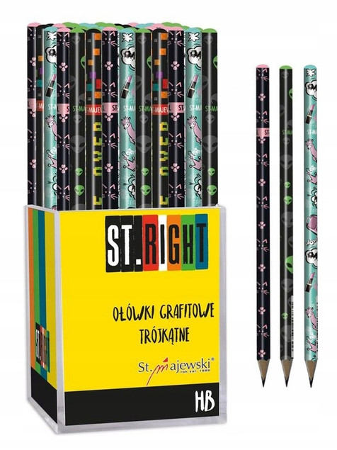 Ołówek Szkolny Trójkątny HB St.Right MIX x72