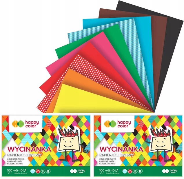 2x Blok Wycinanka A5 Papier KOLOR 10 Kart Happy Color