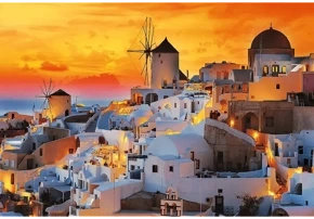 PUZZLE 1500 ZACHÓD SŁOŃCA WIDOK MIASTO SANTORINI