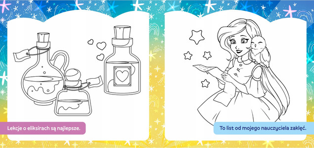 Kolorowanka z tatuażami fluo Szkoła magii