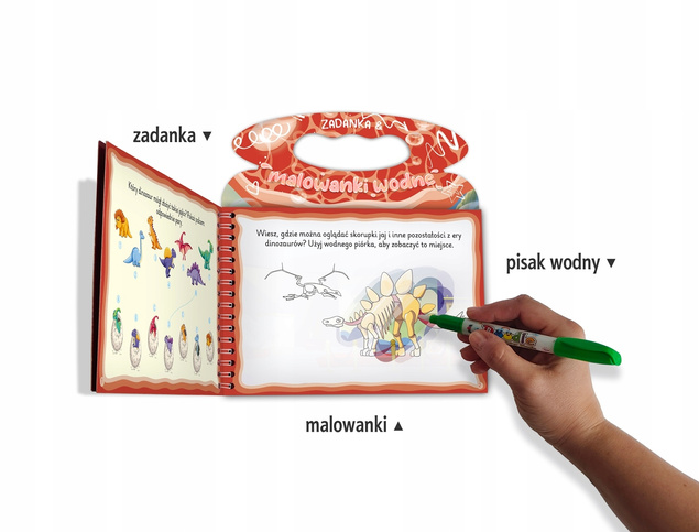 Zadanka i Malowanki Wodne DINOZAURY z Pisakiem 3+ Skrzat