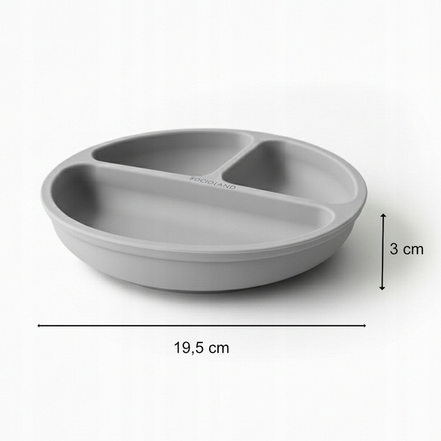 Talerzyk silikonowy z PRZYSSAWKAMI PODZIAŁKĄ dla dzieci niemowląt miseczka