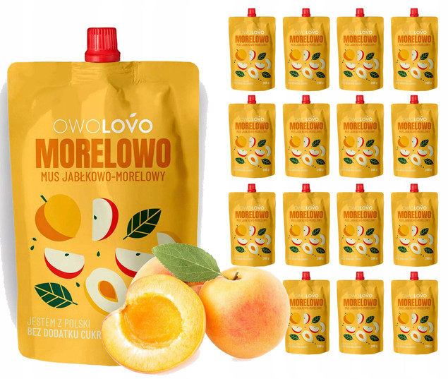 Mus jabłkowo-morelowy OwoLovo zestaw 16x200g