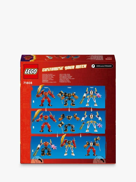 Zabawa zestawem LEGO NINJAGO Mech żywiołu ognia Kaia