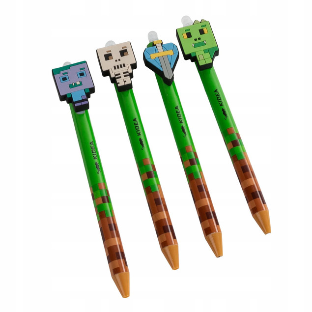 Długopis wymazywalny automatyczny MINECRAFT Pixel Game Kidea x4