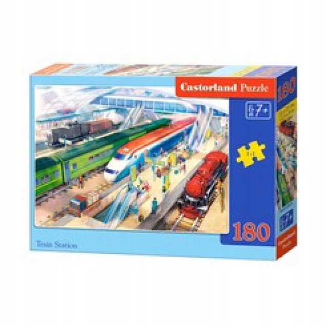 Puzzle 180 Układanka Stacja POCIĄGI Pociąg Parowóz Kolej 7+ Castorland