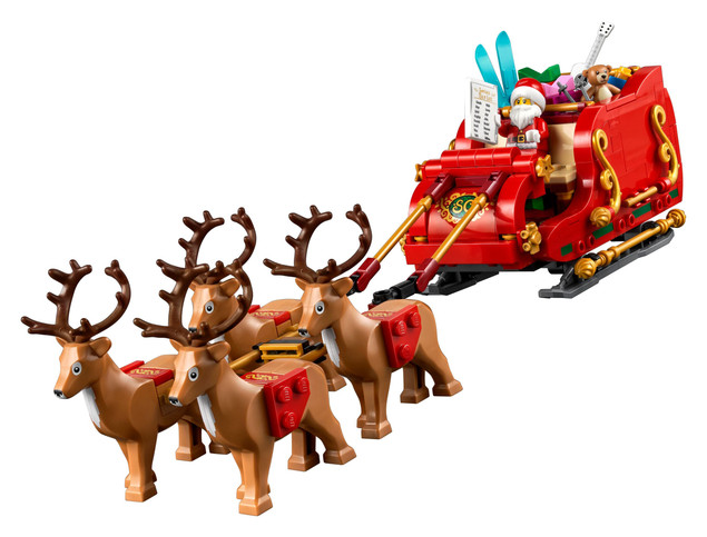 LEGO Iconic 40499 Sanie Świętego Mikołaja z Reniferami i Figurką Mikołaja