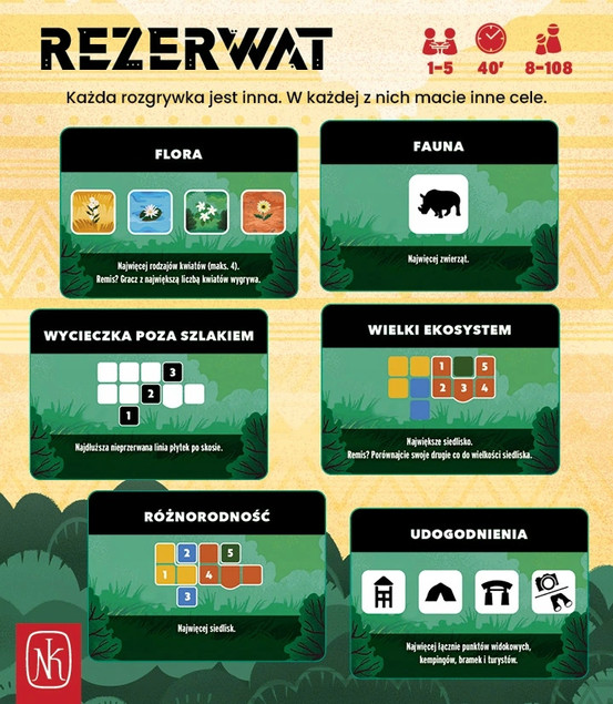 Rezerwat – gra planszowa Nasza Księgarnia, 1-5 graczy, 40 min, 8+