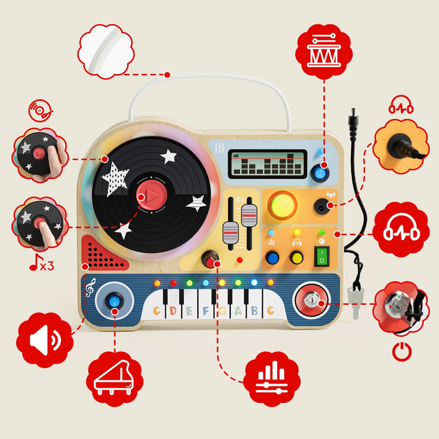 TOPBRIGHT Interaktywna Tablica Muzyczna Mały DJ Efekty Dźwiękowe EDU 36M+