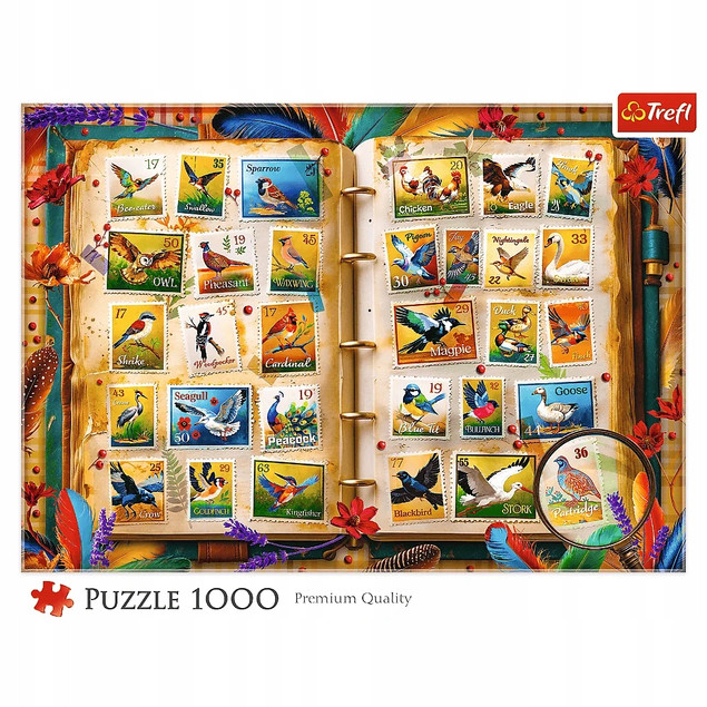 Trefl Puzzle 1000el. Kolekcja Znaczków: Atlas Ptaków (AI)
