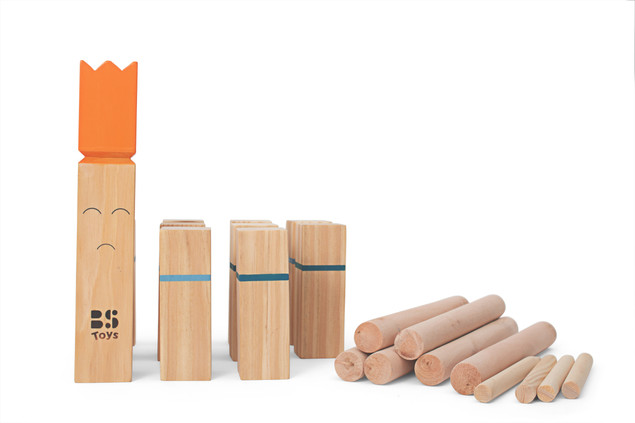 BS Toys Kubb – drewniana rodzinna gra plenerowa, zestaw 2-6 graczy, 8+
