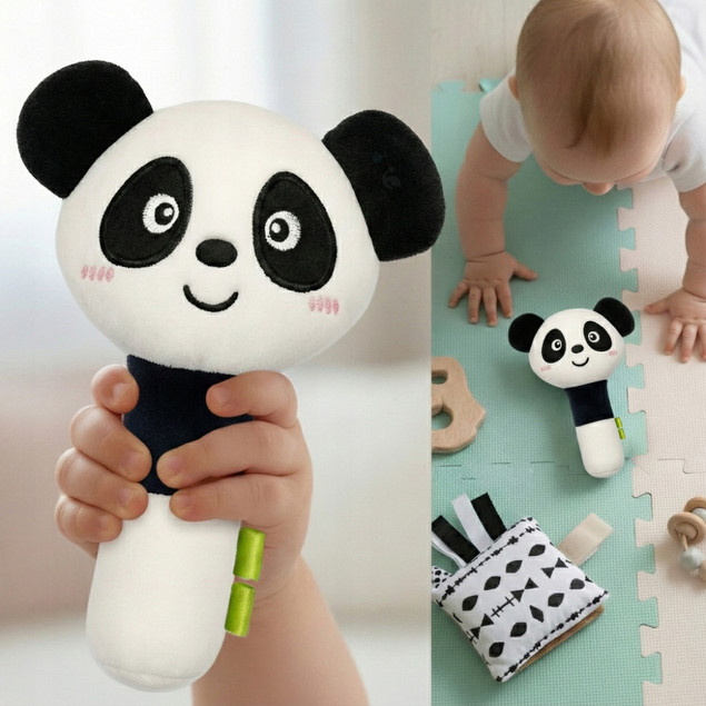 PISZCZEK MIĘKKA ZABAWKA DLA NIEMOWLĄT Z PISZCZAŁKĄ SENSORYCZNA KONTRASTOWA