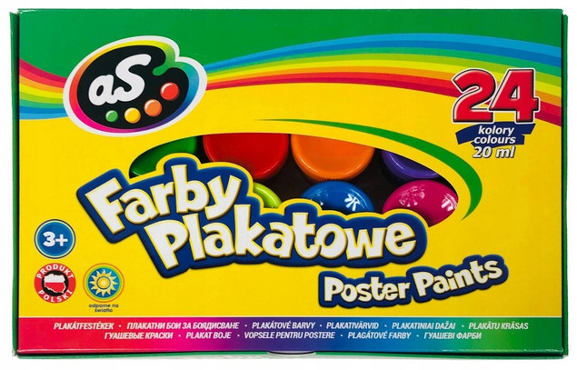 Farby plakatowe szkoleniowe Astra - 24 kolory, 20 ml