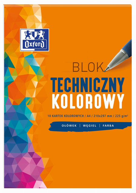 Blok techniczny kolorowy A4 10 kartek Oxford dla dzieci