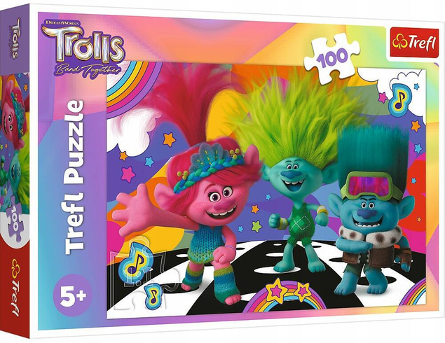 Puzzle 100 Zabawne Trolle Trolls 3 Bajka 5+ Trefl 16461 OUTLET