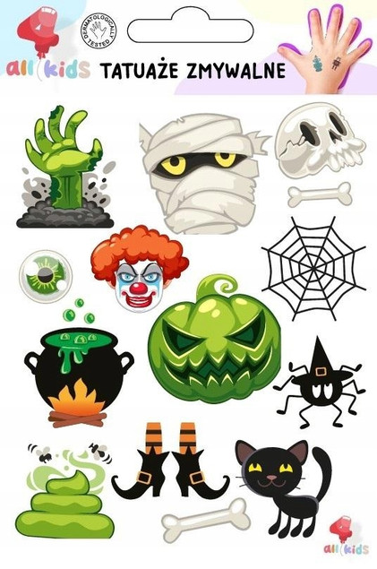 Tatuaże zmywalne dla dzieci Halloween 3 Praca zbiorowa