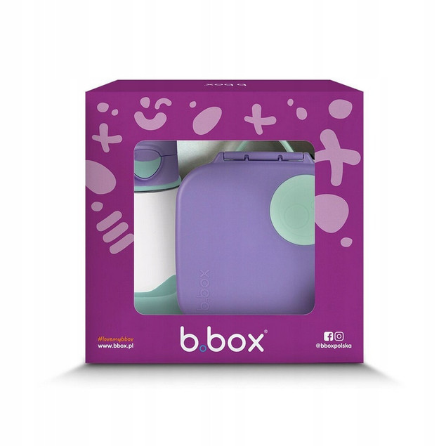 B.box Zestaw: Bidon Tritanowy 450ml ze słomką + Mini Lunchbox 1l - Lilac Pop