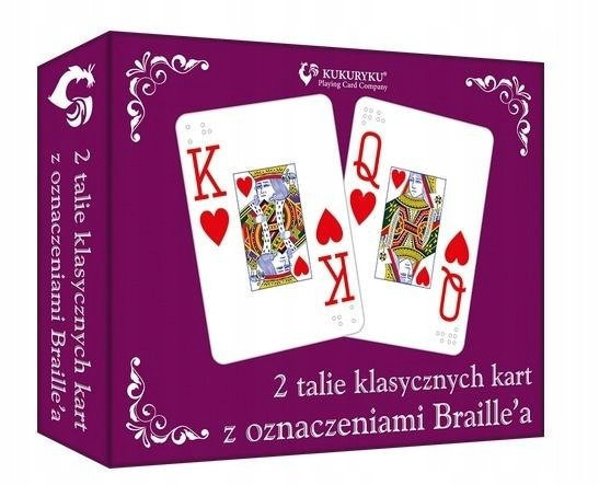 Karty Klasyczne Ze Znakami Braille'a Dla Niewidomych 2 Talie