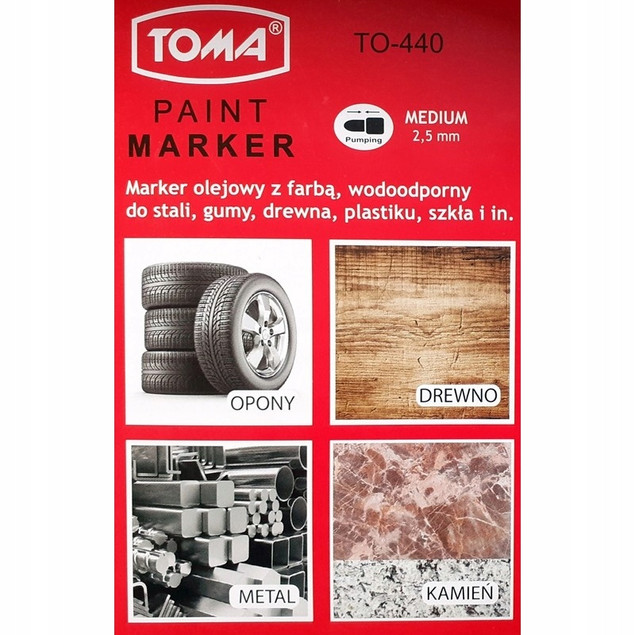 Marker olejowy gruby Toma TO-440 biały x 6 szt