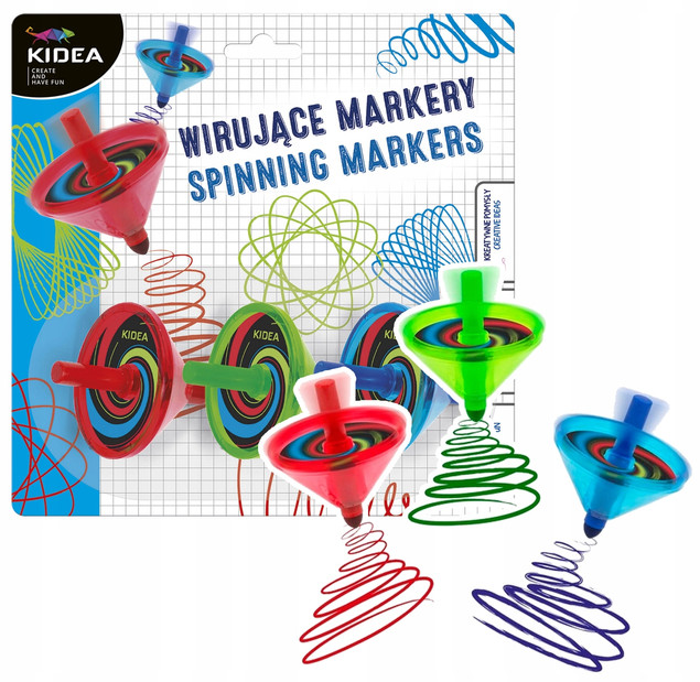 Wirujące Flamastry Markery 3 Kolory Bączki Szkolne Kidea