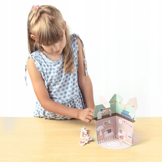 KIDEA Zestaw Kreatywny Domek 3D Dla KSIĘŻNICZEK 52 Naklejki 4 Figurki 3+