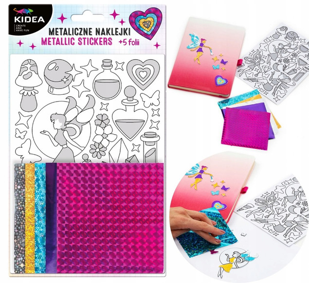 Naklejki Metaliczne WRÓŻKI Zestaw Kreatywny Kidea