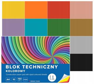 Blok Techniczny A4 10k 160g KOLOROWY Interdruk