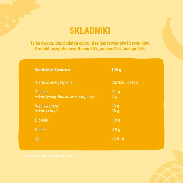 Mus owocowy 100% bez dodatku cukru BOB SNAIL Banan Ananas Mango 10х120 g_5