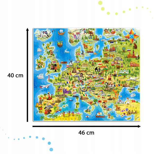 Puzzle edukacyjne dla 6 7 i 8 latka MAPA EUROPY układanka prezent z Quizem