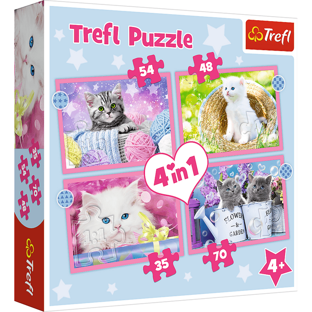 Puzzle 4w1 Zabawne kotki Trefl 34396 