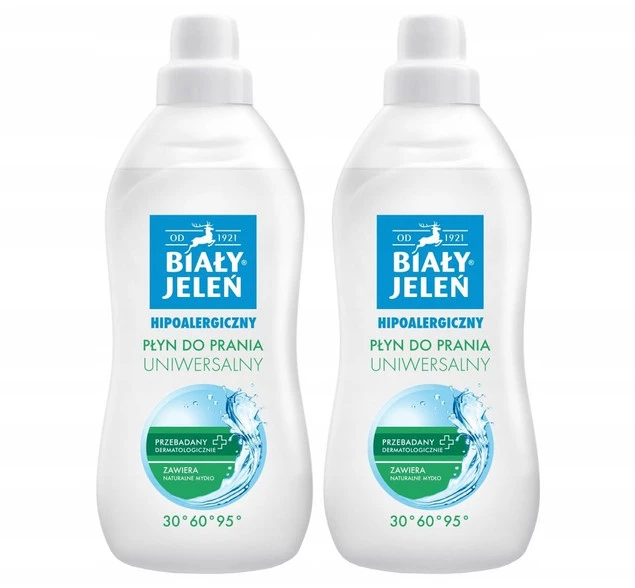 PŁYN DO PRANIA Uniwersalny Hipoalergiczny BIAŁY JELEŃ 1l x2